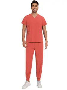 2 Pieces of Tops Vneck and Pants Nursing Clothes Nursing Home Veterinary Scrub Set Uniforms Casual Workwear Men's and Women's Clothing Nursing Accessories Set