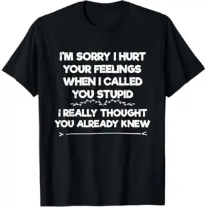Men's Summer T-Shirt, "I'm Sorry I Hurt Your Feelings" Funny Sarcastic Phrase Top Round Neck Tropical Tshirt