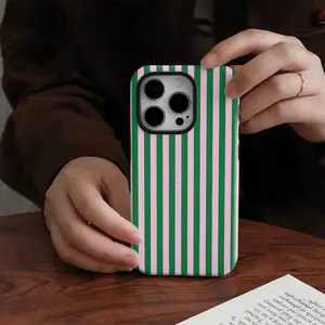 Striped, green, minimalist case for iPhone 17 16 15 14 13 12 11 X XS XR Pro Max Plus Air series Protection