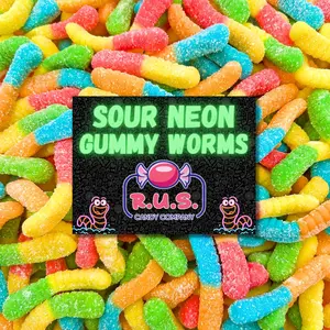 Sour Neon Gummy Worms - 8oz Bag | Tangy Sour Gummies Candy | Chewy Gluten Free Candy Worms | Bright Colored Gummie Worms for Parties, Halloween, Movie Night & Snacks (Half Pound)