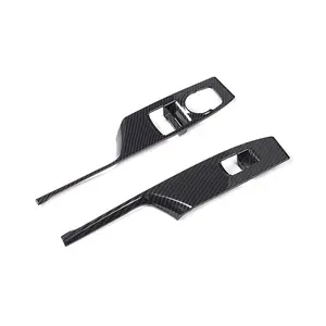 For Chevy Camaro 2017+ Window Lift Switch Button Panel Cover Trims Frame -ABS Carbon Fiber Red Yellow Blue Style Car Auto Interior Accessories