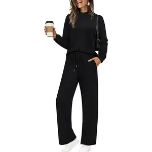 Women’s Two-Piece Mock Neck Matching Loungewear Set – Autumn Clothing, Travel Outfit, Fashion 2025, Sizes XS–2XL