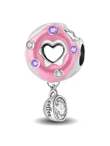 1Pc New Design Coffee Donut Charm Beaded Charm DIY Jewelry Making Kit for Bracelet Creative Craft Material Holiday Gift Pendant Women Birthday Gift Daily Wear Accessories