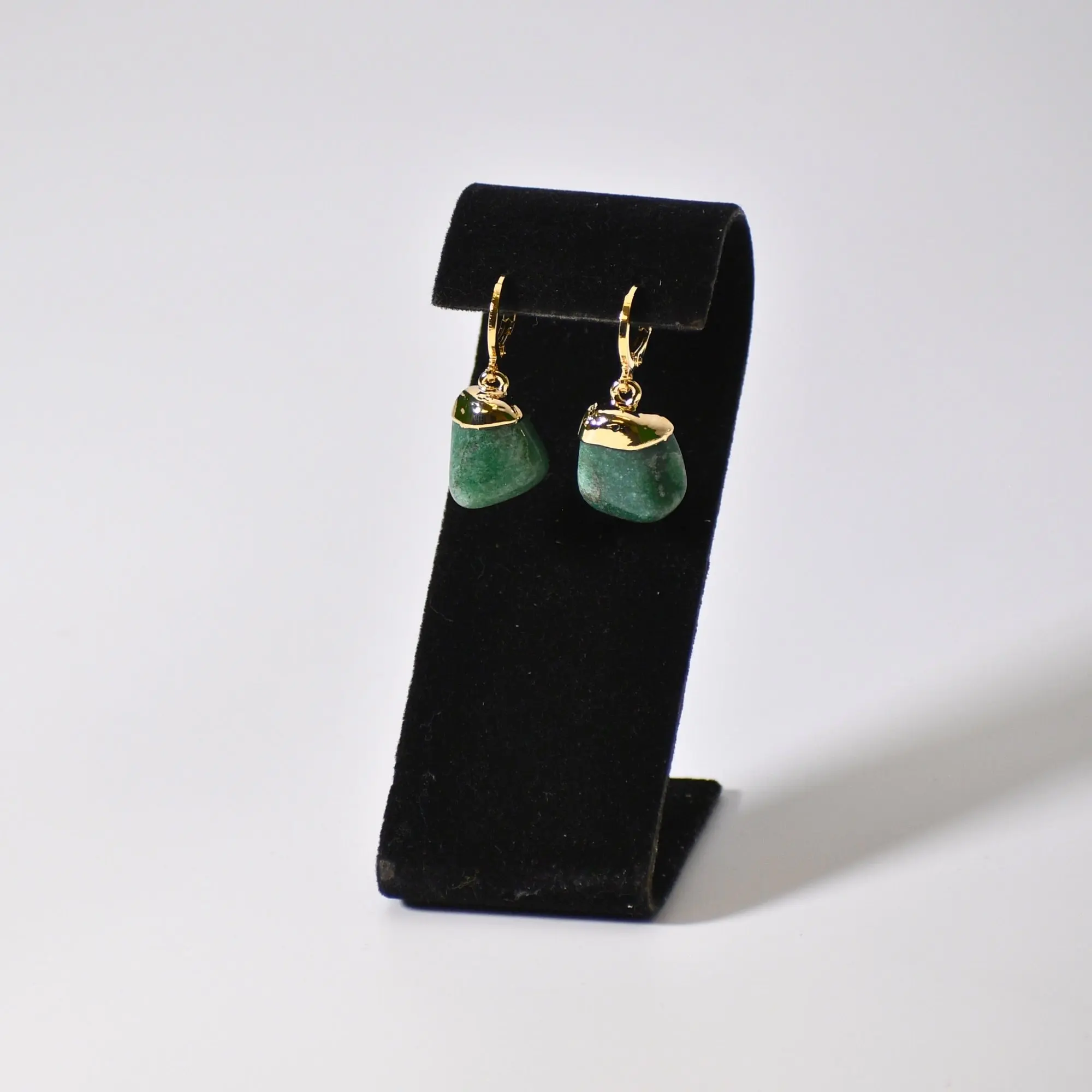 "Huggie" Leverback Tumbled Emerald Earrings