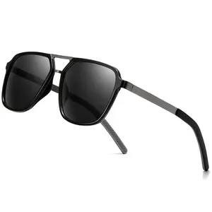 SUNGAIT Oversized Retro Aviator Sunglasses for Men Polarized Trendy Rectangle Shades 80s 90s Flat Top Uv Protection Stylish Unisex Sun Glasses SGT737