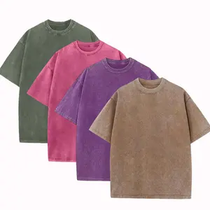 4-Pack Men's Oversized Heavyweight Cotton TShirts Vintage Acid Wash Baggy Gym Workout Tees