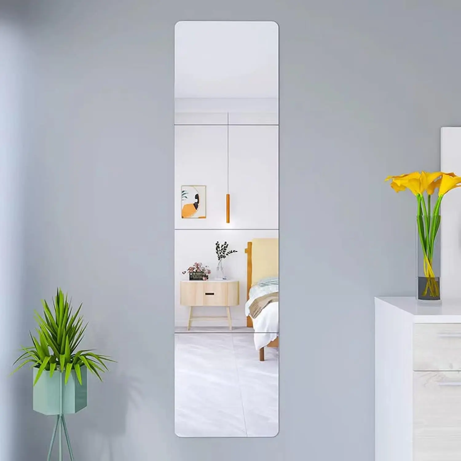 8"X8" Wall Mirror Full Length, Acrylic Material, 4 Pcs Set, Shatterproof for Home Gym Workout