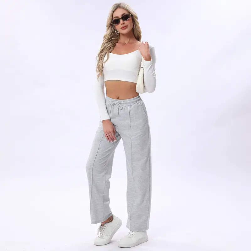 Women's High Waisted Drawstring Waist Wide Leg Sweatpants with Pockets Casual Loose Yoga Pants