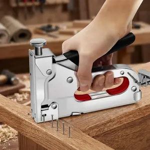 Professional Heavy Duty Pneumatic Nail Gun & cordless staple gun for woodworking, upholstery, and More - 3-in-1 for Brad Nails, staples, Tacks, Up to 15mm Hardwood penetration