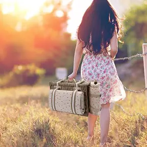 31Pcs Large Wicker Picnic Basket Set for 4 with Insulated Liner, Waterproof Blanket, and Wine Pouch