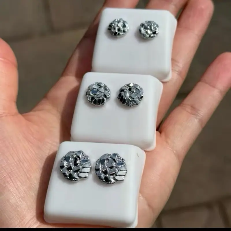 Silver Nugget Earrings - Unisex