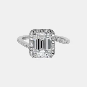 【723】“Begin Again” 3 Carat Synthetic Moissanite Tension-Set Halo Ring - Fashion, Wedding, Anniversary, Party Jewelry Gift