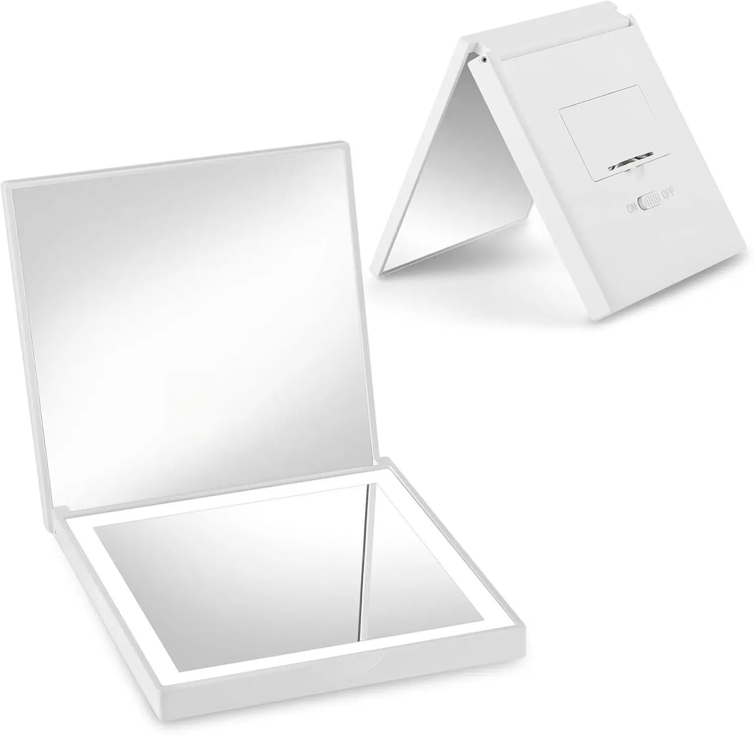 Compact Mirror 1X/3X Magnification Travel Makeup Mirror with LED Lights Small Portable Purse Mini Pocket Double Sided Handheld Folding Mirror Gifts for Women Girls White