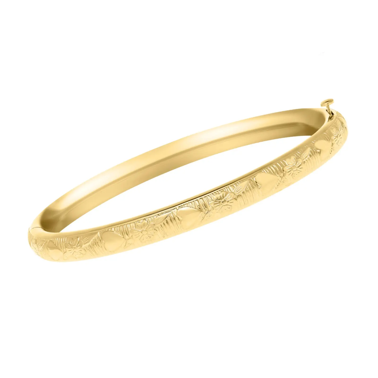 14K Gold Filled Flower and Heart Baby Bangle – Size 4.5