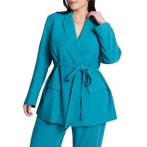 ELOQUII Women's Plus Size Tie Waist Soft Suiting Blazer