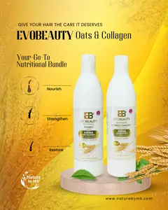 EB EVOBEAUTY Your-Go-To Oats & Collagen Nutritional Bundle Shampoo & Conditioner for Dry Hair Nourishment Strengthening and Restoration