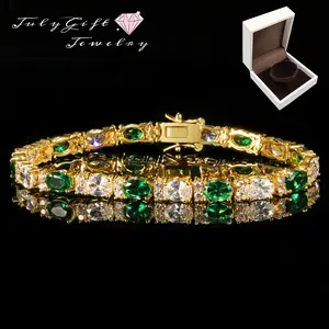 Green Tennis Bracelet for Women Men D Color VVS Round Cut 5mm Bracelets with Giftbox