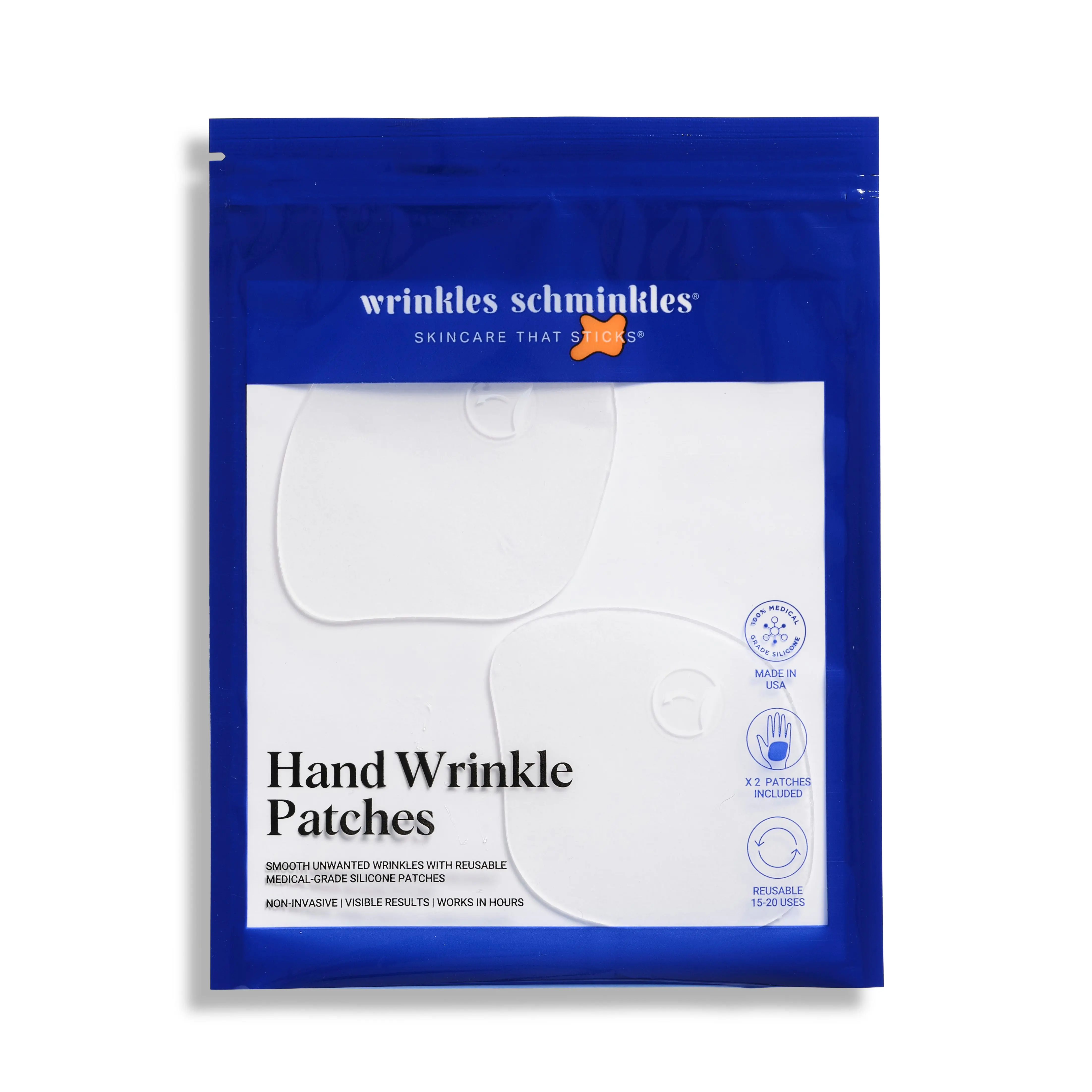 Hand Wrinkle Patches - 100% Medical Grade Silicone for Dryness & Fine Lines - Made in the USA - Reusable & Comfortable for Night Use