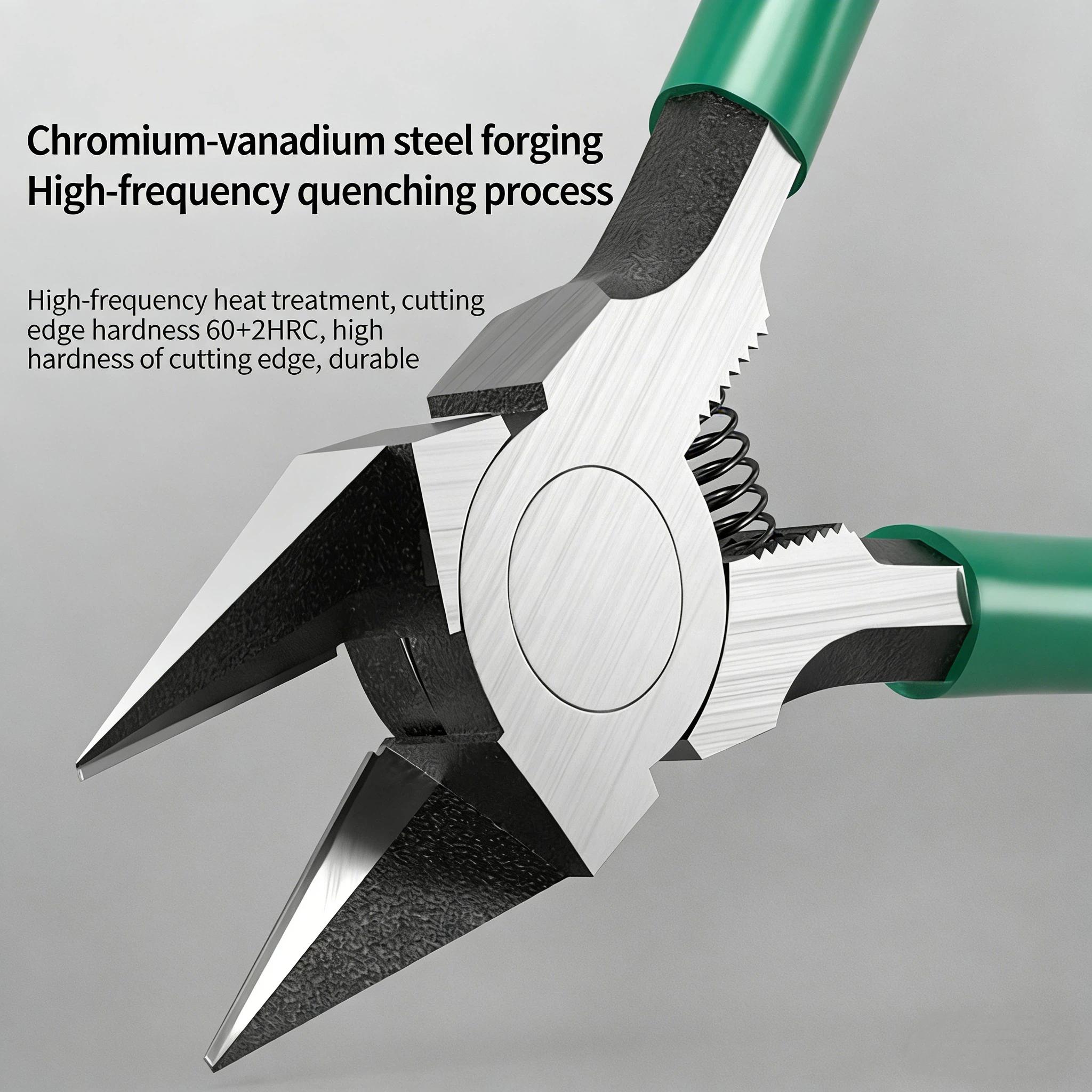 Multi-Functional Wire Cutter Pliers, Angled Diagonal Wire Cutting Tool for Electricians, High Hardness CR-V Steel Sharp Pliers for Soft Wires, Circuit Boards, Model Trimming, Plastic Parts, Electronic Components and Cable Ties