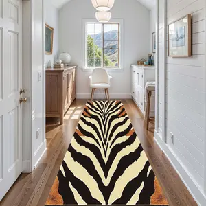 Fashion Trend Zebra Stripe Pattern Long Rug, Living Room Carpet, Office Mat, Bedroom Kitchen Home Decor, Indoor Decoration, Animal Print Rug