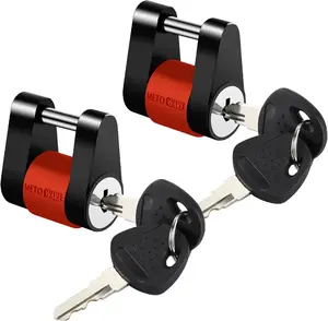Keyed Alike Trailer Coupler Lock, 1/4" Dia, 3/4" Span Heavy-Duty Steel Trailer Tongue Lock for Tow Boat RV Truck Car's Coupler with Anti-Rattle Rubber Rings (2 Pack)