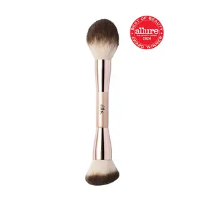 DIBS Beauty Duo Brush Face - Cream & Powder Dual Ended Brush for Blending, Setting, Building and Smoothing with High Quality Synthetic Brush Hairs
