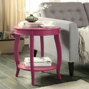 Modern Round End Table Sofa Side Table for Living Room Bedroom, Modern Furniture for Small Spaces, Red