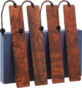 4 count  Bookmark for Men, Adventure Scenery Wooden Carving Book Mark Christmas  for Men Book Lovers