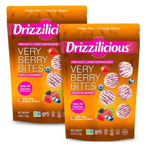 Drizzilicious Mini Rice Cakes Very Berry - Rice Crisps, Healthy Snack for Adults and Kids, Flavored Rice Cakes, Vegan, Gluten Free, Allergen Free, Only 90 Calories Per Serving - 4 oz (Pack of 2)