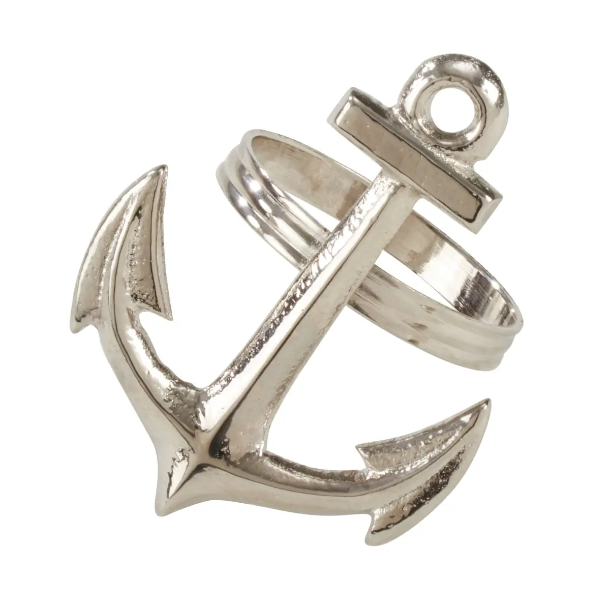 SARO NR973.S Silver Anchor Design Napkin Ring Set of 4, Whimsical and Stylish, Perfect for Seaworthy Tablescape, Easy to Clean with Dry Cloth, Perfect Seaworthy Tablescape