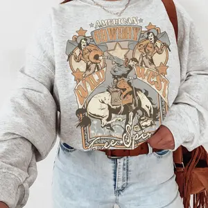 Retro Western Crewneck Sweatshirt, Trendy western sweatshirts, Country Music Sweatshirt Nashville Sweatshirt Top Pullover, Western outfits Women