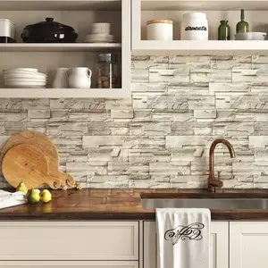 Wallpaper Peel and Stick Brick Wallpaper 17.7”×118.1” Brick Contact Paper Peel and Stick Wall Paper Bathroom Faux Stone Backsplash for Kitchen Removable Decorative for Walls Vinyl