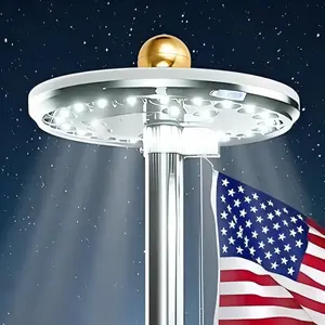 Deluxe Flag Pole Light Solar Powered - 1300 Lumen for Flagpole - Light Up American Flag Outdoor from Dusk to Dawn for 12+ Hours - 100% Coverage Silver Flag Light