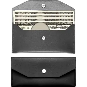 Pu Leather Cash Envelope Wallet - Reusable Cash Stuffing Wallet for Men and Women -Black