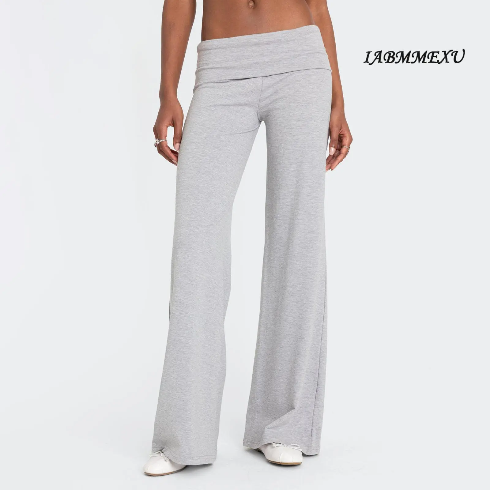 Casual Wide Leg Sweatpants for Women Fold Over Low Rise Flare Yoga Lounge Pants Back to School Clothes for Teen Girls Outfits