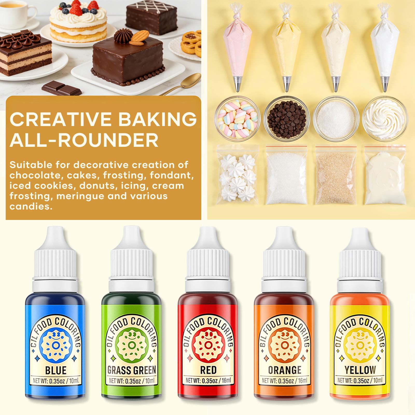 14 Oil-Based Food Coloring for Chocolate 10ml Colors Set Edible Oil Food Dye for Baking Cake Cookie Icing Fondant Meringues Decorating Chrismass Birthday 35 Fl. Oz Bottles Bake