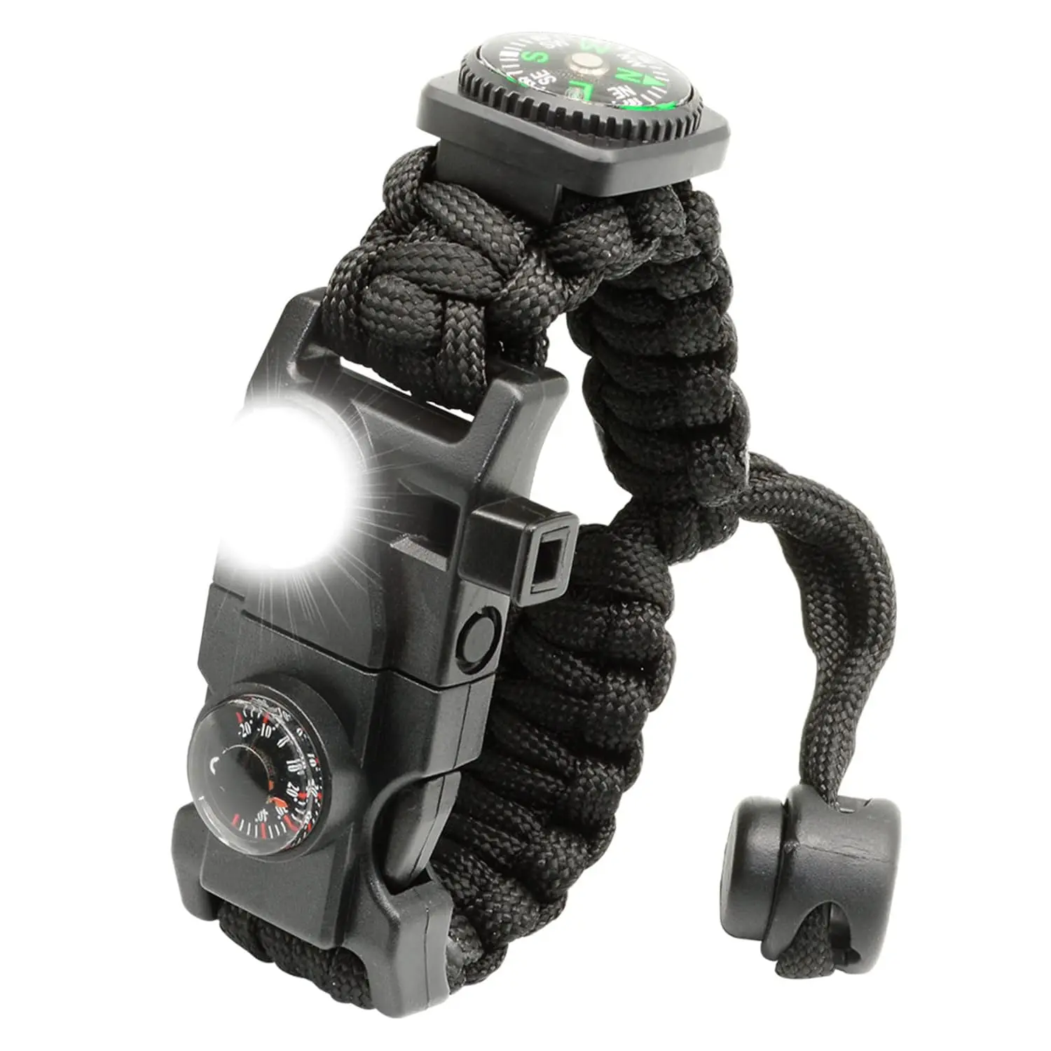 ISUNMEA 20 in 1 Survival Paracord Bracelet Adjustable Gear Kit with SOS LED Light, Fire Starter, Bigger Compass, Survival Whistle, Perfect for Camping, Hiking, Fishing