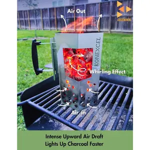 XXL Heavy Duty Charcoal Chimney Starter for Rapid BBQ Grill Fire Ignition, Sturdy and Efficient BBQ Tool