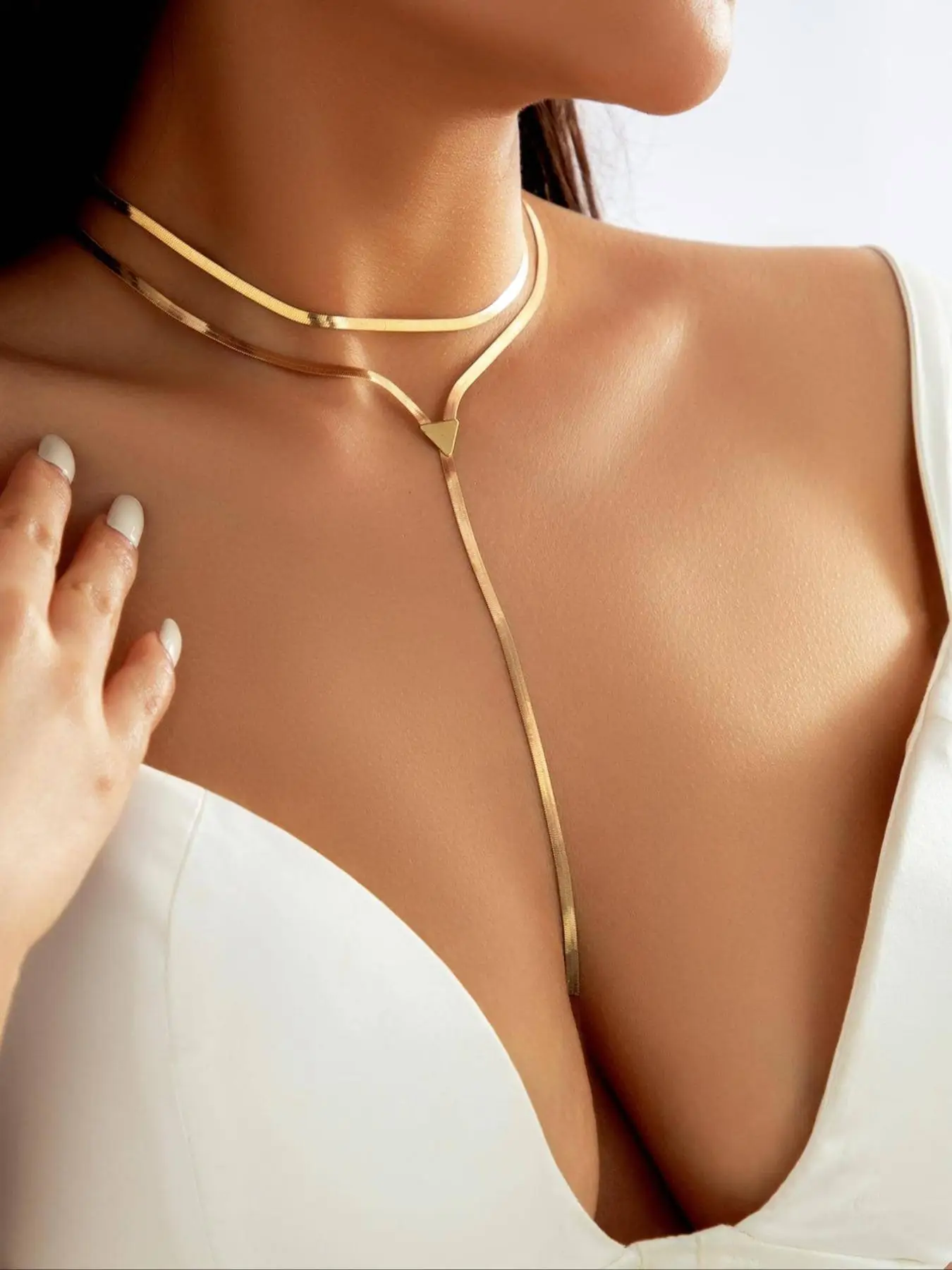 2pcs Simple Casual Y-shaped Chain Necklace for Women & Girls, True Beauty Necklace, Statement Necklace, Fashion Jewelry for Party, Daily Clothing Deco