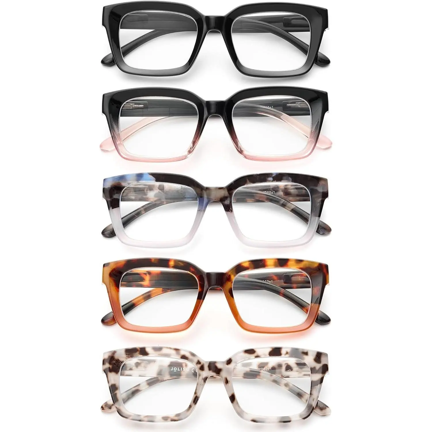5 Pack Reading Glasses For Women,Blue Light Blocking  Reader Spring Hinge Eyeglasses