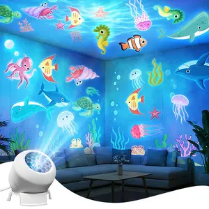 LED Ocean Projector Light, 360° Rotating Dynamic Night Light, USB Powered Ambient Lamp, Decorative Lighting for Bedroom, Game Room, And Living Room, Indoor Light, Led Lights