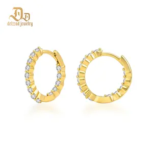 Delzzad The Infinity Hoop Earrings Huggies Earrings VVS Synthetic Moissanite Earrings Jewelry Copper Studs Perfect Birthday Engagement Wedding Anniversary Christmas Valentine's Day Mother’s Day Gifts