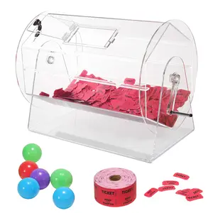 【Summervibes】VEVOR Acrylic Raffle Drum,  ,Professional Raffle Ticket Spinning Cage with 2 Keys, Transparent Lottery Spinning Drawing, Holds 10000 Tickets or 300 Raffle Balls, Raffle Ticket Box for Lottery Games Bing