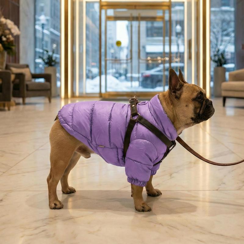 Frenchie Quilted Puffer Winter Jacket – Lightweight Water-Resistant Coat Designed for French Bulldogs
