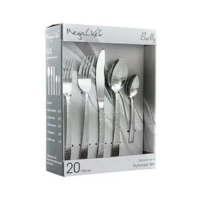 MegaChef Baily 20 Piece Flatware Utensil Set, Stainless Steel Silverware Metal Service for 4 in Silv