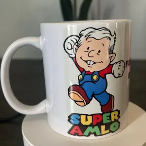 Coffe Mugs 11oz - Super Amlo Design with Character Print - Ideal for Coffee Lovers - Drinkware Ceramic Nonna