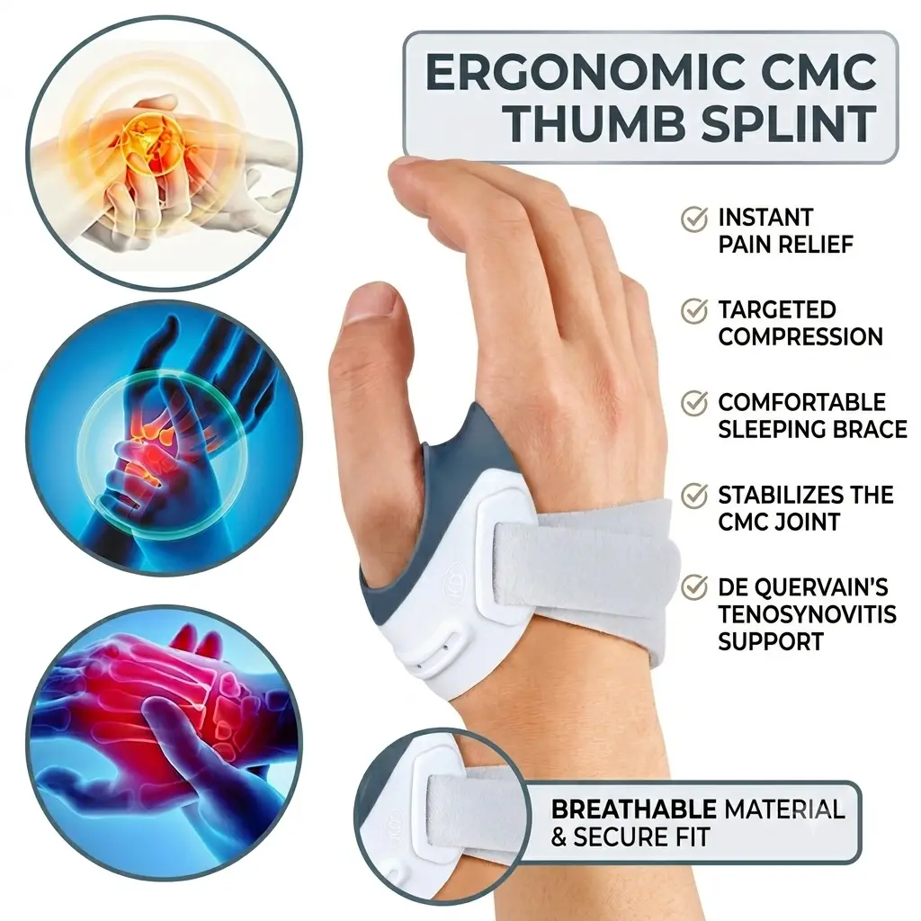 CMC Arthritis Brace—suitable for thumb CMC arthritis, thumb CMC joint instability, and post-operative rehabilitation; helps alleviate arthritis pain and injury; unisex.