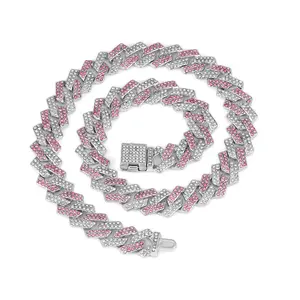 Fashionable Small Flip Pink Blue Hip Hop Cuban Chain Men's Necklace - Wear It on Special Occasions Such As Parties and Festivals, Trendy Accessories, Mother's Day and Christmas Gifts