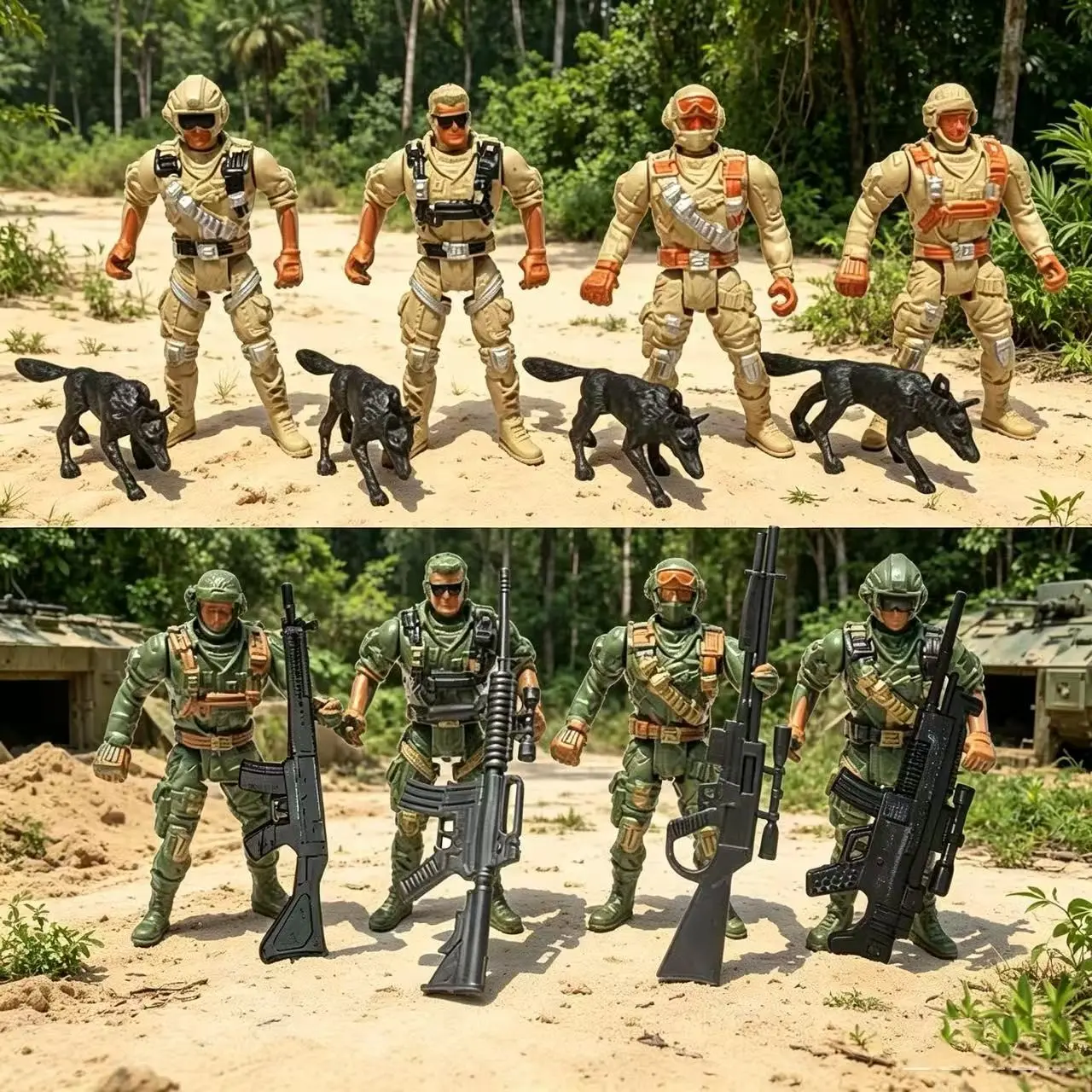 Tactical Elite Collection, 8 Jointed Dolls + Military Dog + Weapons, Articulated Figurines, Build Your Exclusive Tactical Squad, Perfect for Collectors, Themed Figure