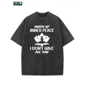 Men's 'Hurry and Inner Peace, I Have No Time' Graphic T-Shirt- Soft Washed Cotton Crew Neck Top, Breathable for Daily Fitness, Office Casual Wear- Non-Transparent Simple Style, Comfortable Material Printed Shirt, Street Style Trend Essential